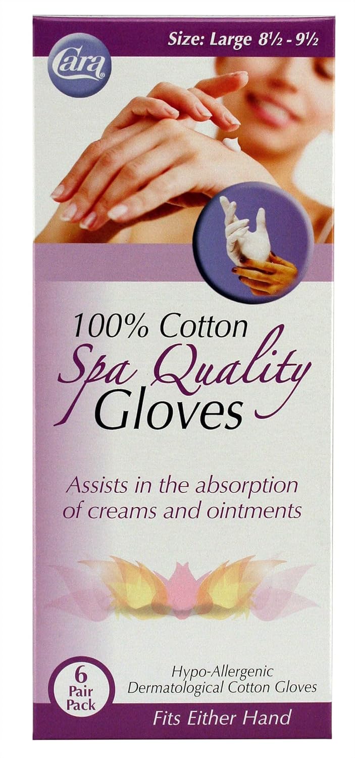 Cara Deluxe Moisturizing Eczema Premium Cotton Gloves, Medium, White, 6 Pair : Everything Else