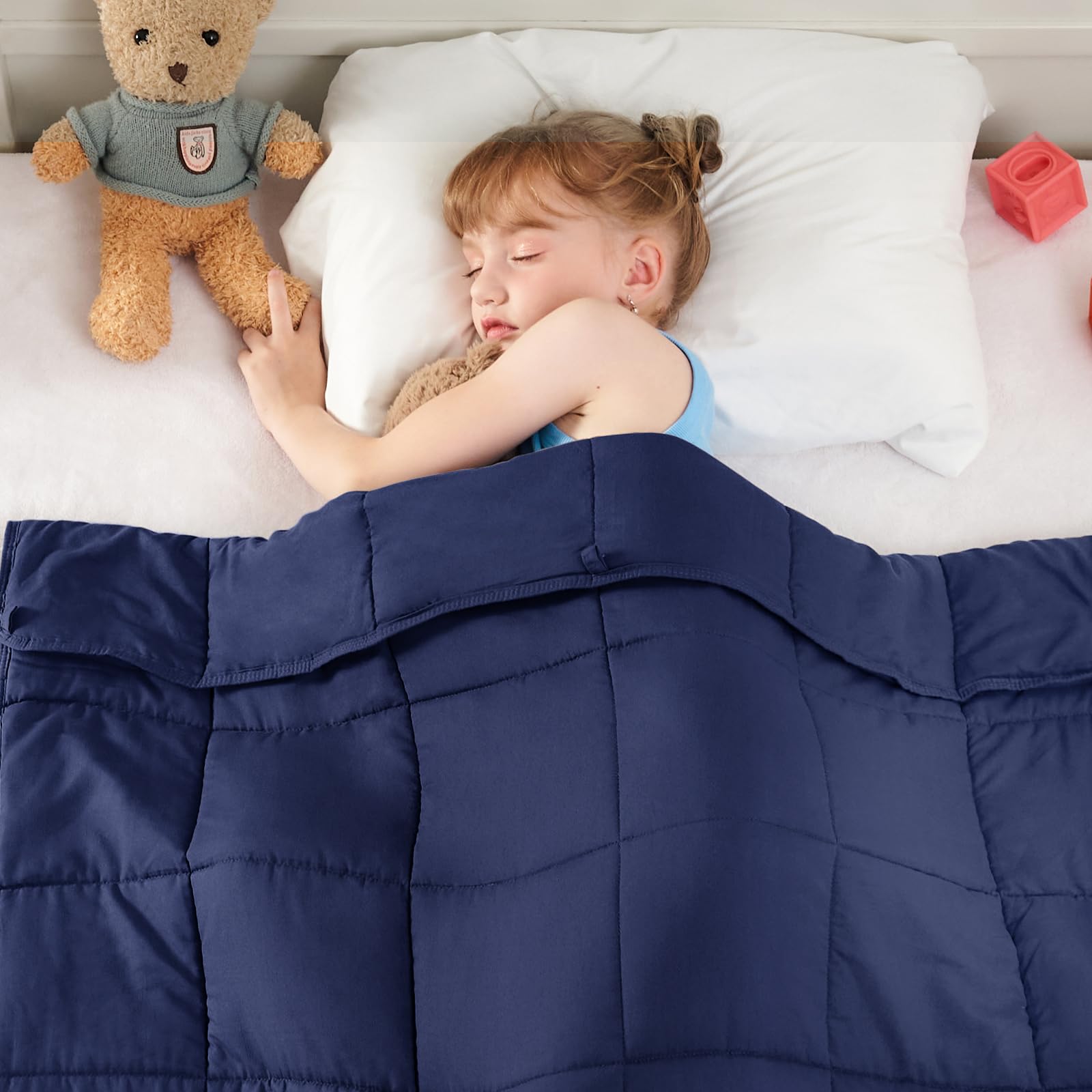 yescool Weighted Blanket 7 Pounds Cooling Weighted Lap Blanket, Blue Heavy Blanket for Sleeping, Washable Weighted Throw Blanket for 60-80lbs, 40"x60"