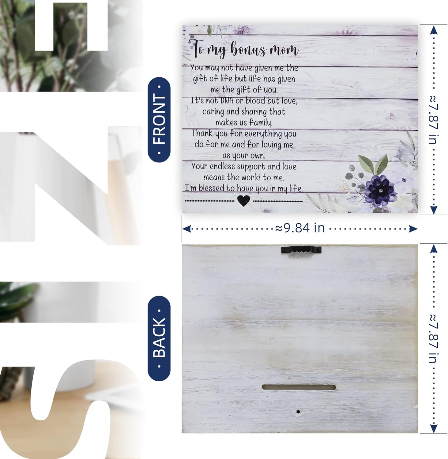 Bonus Mom Picture Frame Holds 4x6 Photo, Gifts for Stepmom from Daughter, Son, Bonus Mom Gifts for Christmas, Birthday, Mother's Day - Image 3