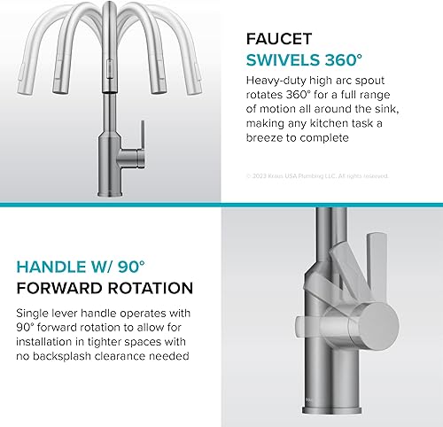 Miniatura 14 de Kraus Oletto KSF-2830BB - Pulverizador desplegable de una sola manija para grifos de cocina con sensor sin contacto en latón cepillado