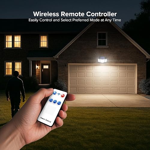 Miniatura 3 de JJX Luces solares para exteriores, 3000 lúmenes, 238 LED, 1 paquete de 3 cabezales con sensor de movimiento, luces para exteriores, 6500 K, IP65,