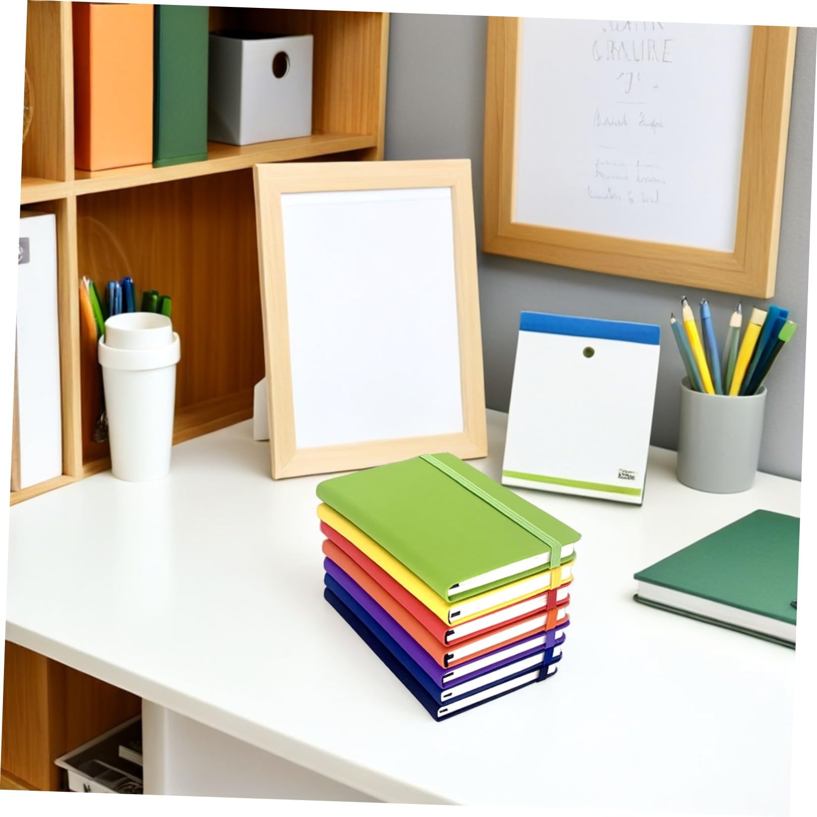 Set 7 Pezzi Quaderni A6 Portatili con Copertina in Pu e Cinturino Elastico, Carta a Righe Antitrabocco per Scuola e Riunioni, Quaderni Piccoli per Appunti