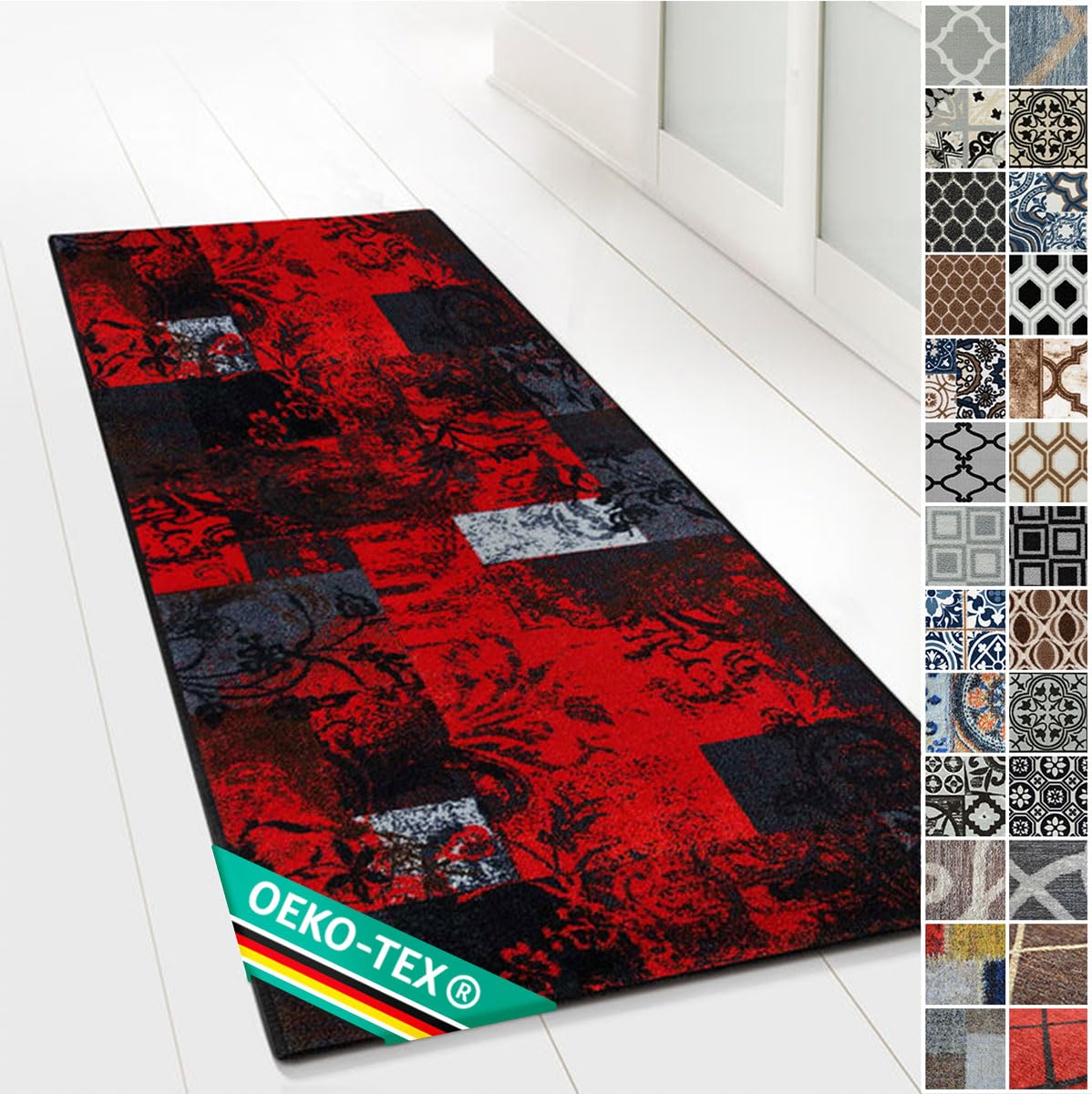 Floordirekt Teppich-Läufer Maraba 80 x 350 cm - Moderner Wohnteppich für Flur, Küche, Schlafzimmer - rutschfest, robust & pflegeleicht