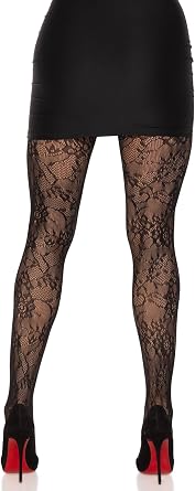 Leg Avenue Women's Garden Rose Lace Tights Black One Size