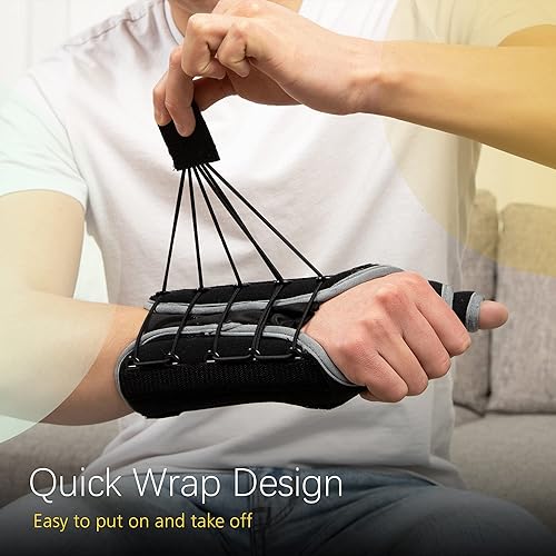 Miniatura 2 de BraceUP Muñequera de envoltura rápida para muñeca y pulgar, muñequera con soporte para el pulgar para férula espica del pulgar, muñequera