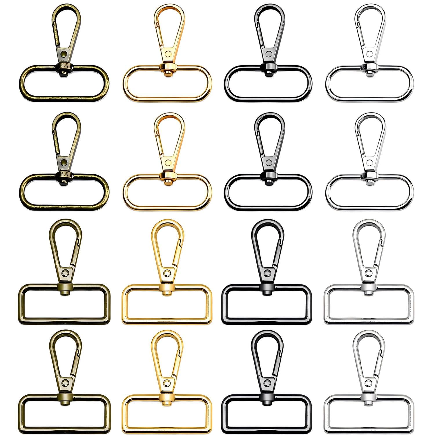 Enenes Swivel Snap Hooks 16 PCS, 1.5 Inch Lobster Clasps with 2 Ring Styles
