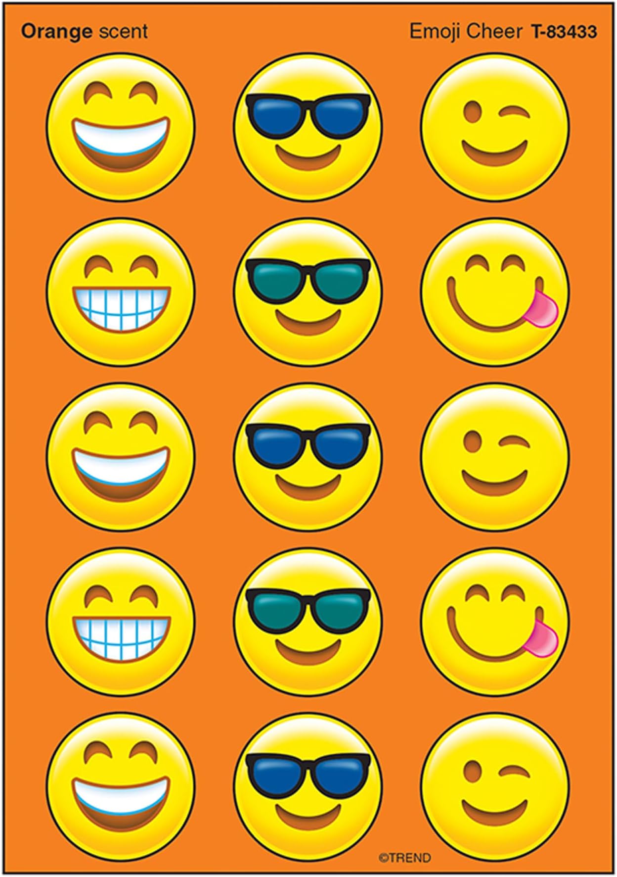 Trend Enterprises Inc T-83433 Emoji Cheer/Orange Stinky Stickers, 60 ct