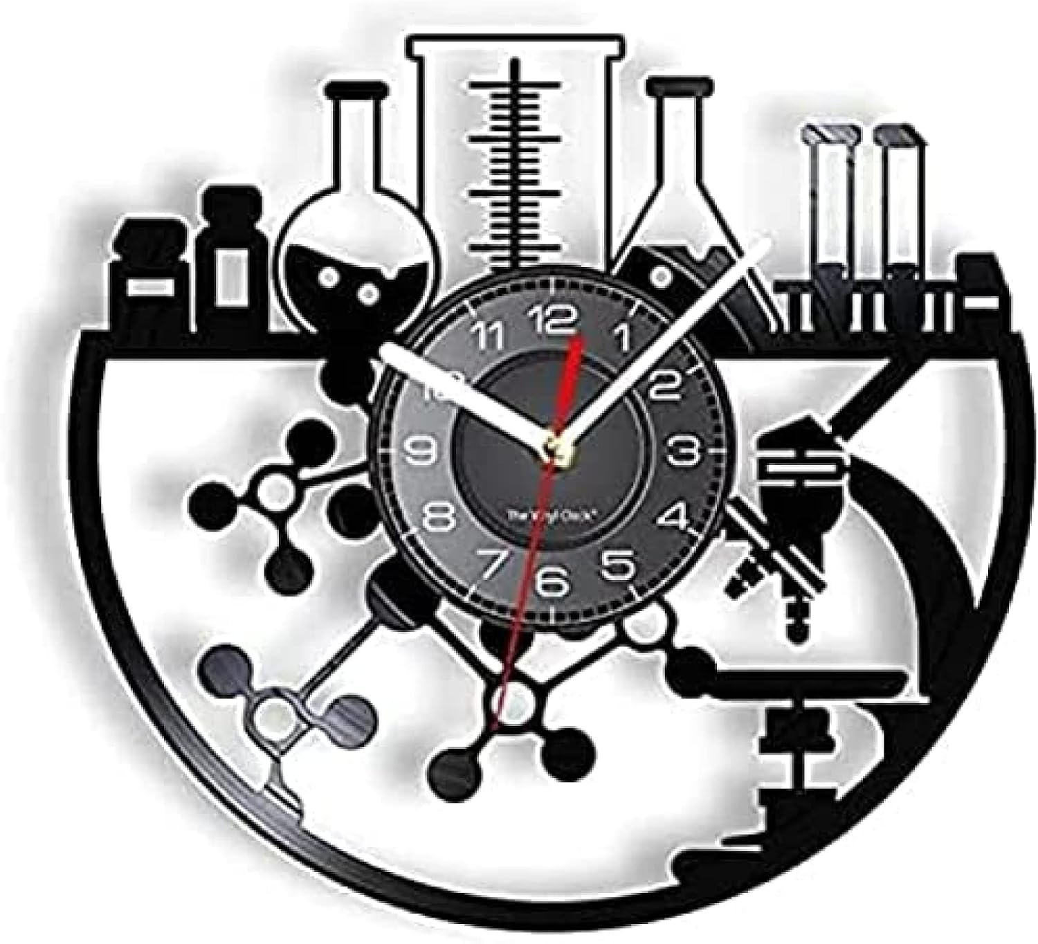 Silent Quartz Wall Clock Chemical Equipments Vinyl Wall Clock Laboratory Experiment Bioexperiment Supplies Vivid Modern Wall Watch Science Lovers Arabic Numerals