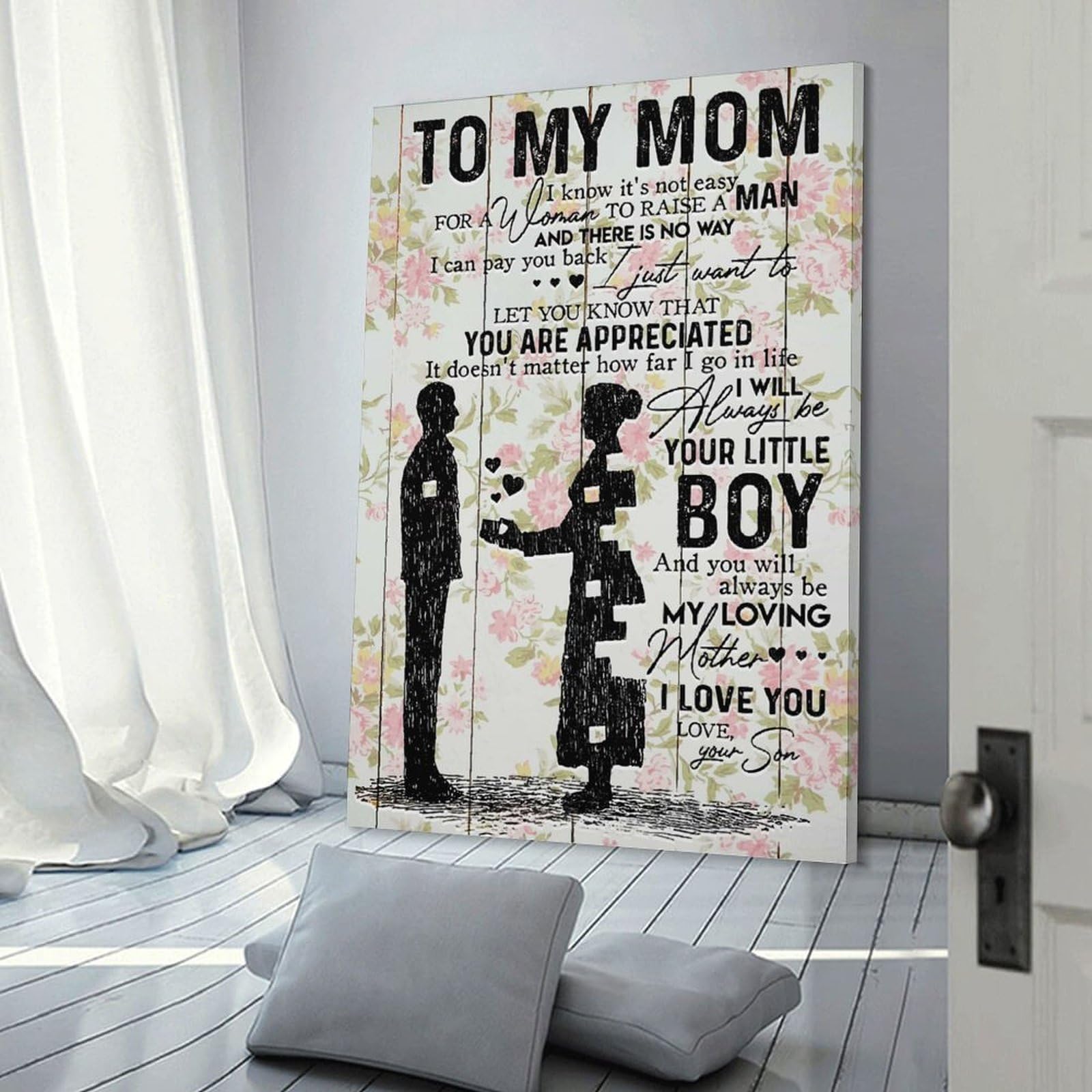 Junmoney Frame-Style-23-1 Son To Mom Gift For Mom Hanging Wall Art 24X36inch(60X90cm), For Small Homes, Bedrooms Or Open Spaces, An Easy Choice For New Home Styling