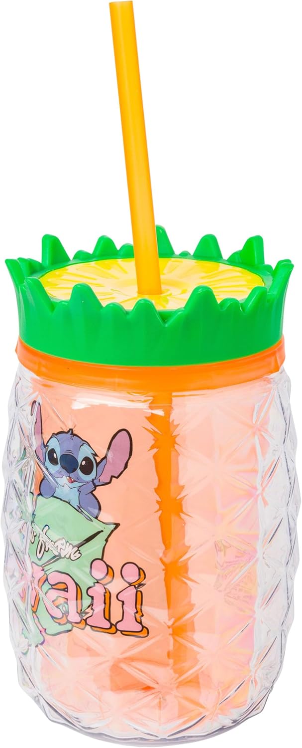 Silver Buffalo Disney Lilo and Stitch Greetings From Hawaii Featuring Scrump Pineapple Shaped Double Wall Tumbler, 16 Ounces - Image 4