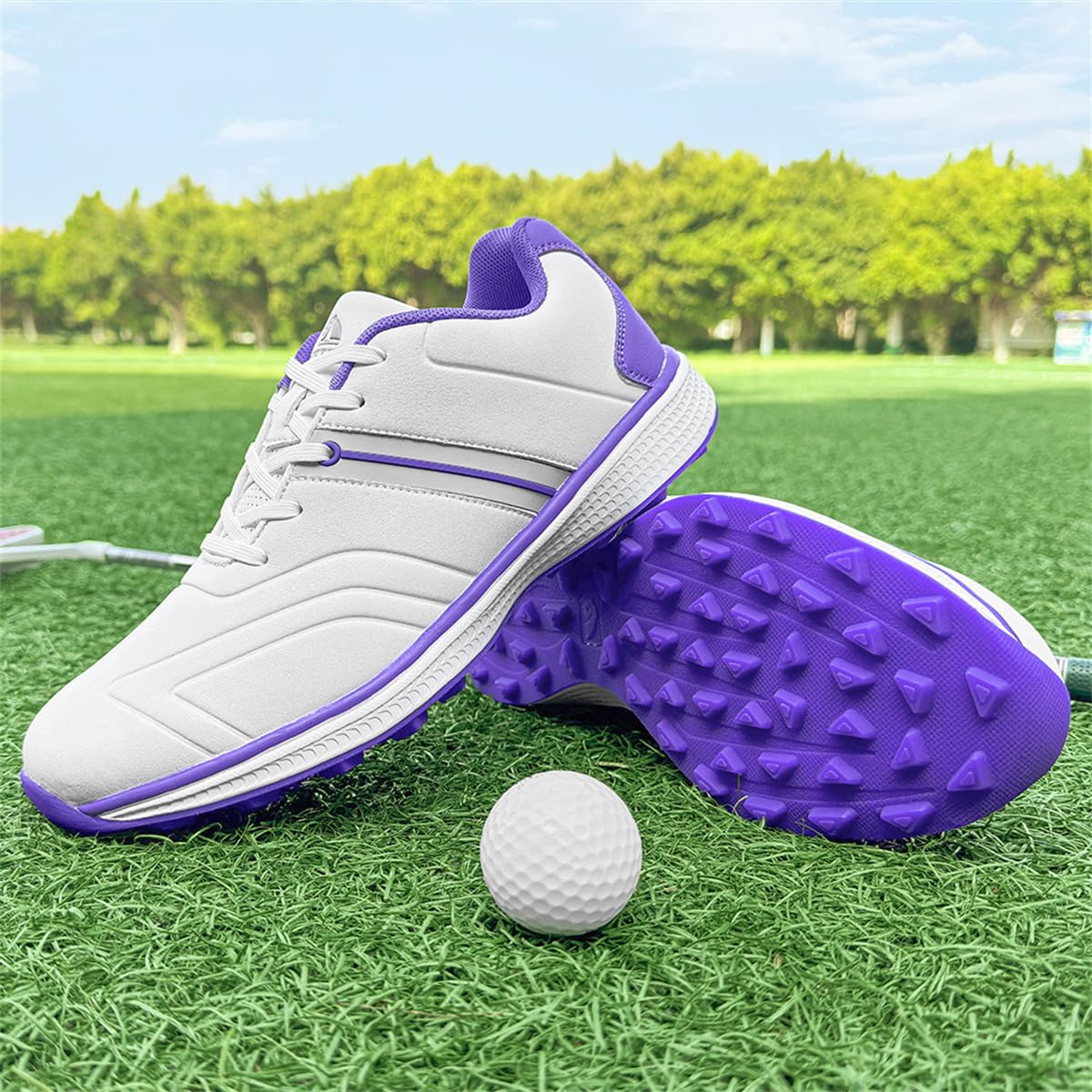 Zapatos de Golf para Mujer, Calzado de Golf para Mujer sin Clavos con Buena Estabilidad Zapatillas de Golf cómodas con Cordones