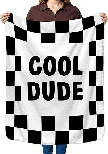 Miniatura 12 de HIWX Manta a cuadros negros y blancos para niños, manta de guardería a cuadros, moderna manta retro de coche de carreras para habitación de niños,