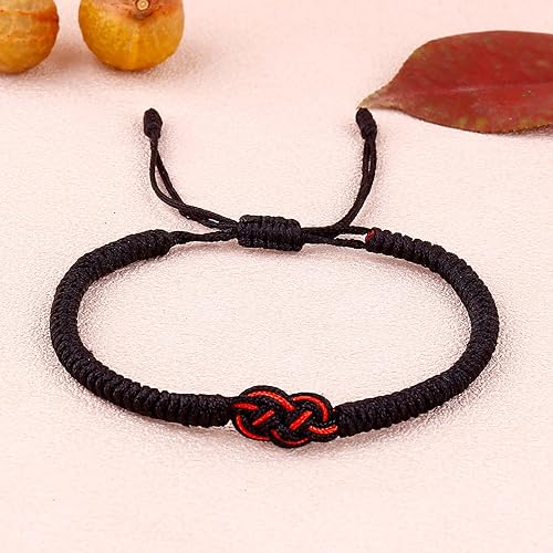 Miniatura 26 de Pulseras tibetanas hechas a mano con cuerda roja para él y ella, pulsera de la amistad, pulsera de la amistad, hilo negro y rojo para protección