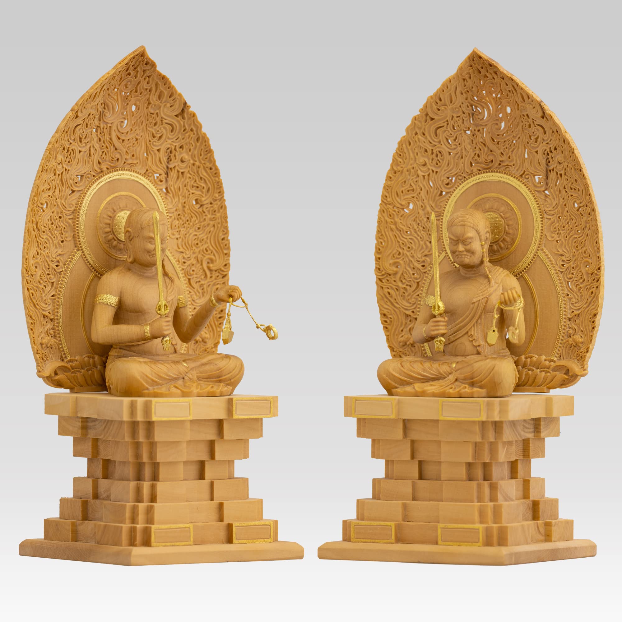 Amazon.co.jp: 極小仏 不動明王座像－15cm東寺型（木製：ツゲ