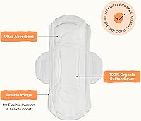 Vista 5 de The Honey Pot Company - Sanitary Pads for Women - Non-Herbal Regular Flow w/Wings - Organic Cotton Cover & Ultra-Absorbent Pulp Core - Feminine Care