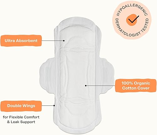 Miniatura 5 de The Honey Pot Company - Sanitary Pads for Women - Non-Herbal Regular Flow w/Wings - Organic Cotton Cover & Ultra-Absorbent Pulp Core - Feminine Care