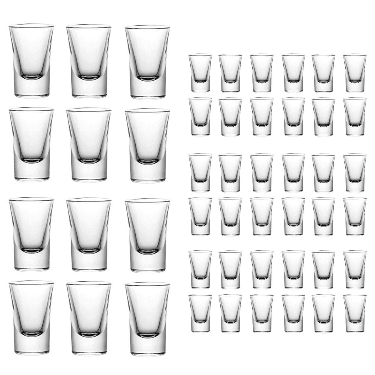 Juego de 48 vasos de chupito, 2 cl, 4 cl, 20 ml y 40 ml