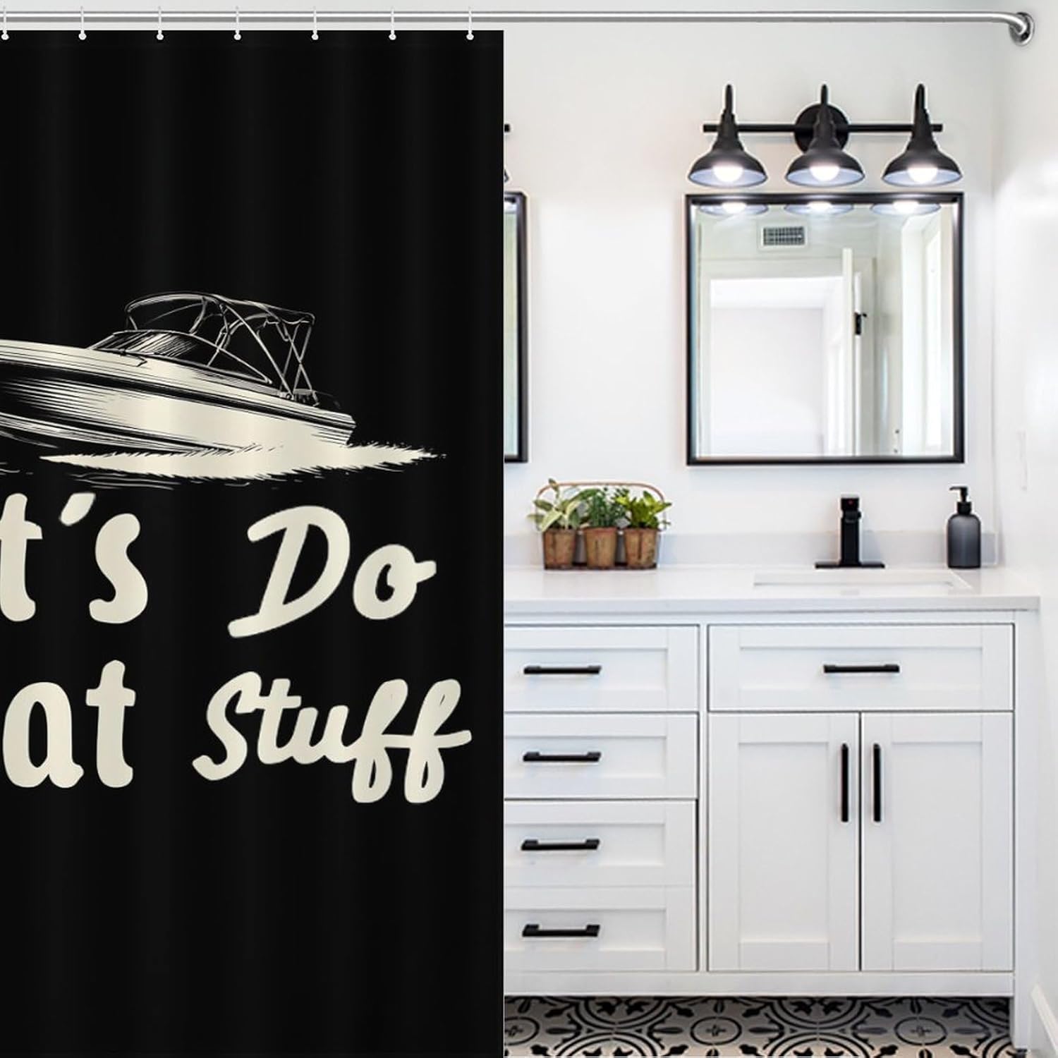 Lets Do Boat Stuff Shower Curtain 46.85x70.87Inch（119x180cm） Polyester Bath Curtain Shower Curtains Printed Decorative