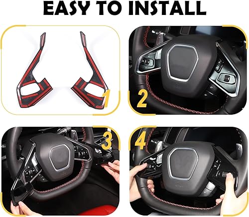 Miniatura 5 de Funda de marco de botón para volante compatible con Chevrolet Corvette C8 2020-2023, marco de protección de panel de volante de automóvil,