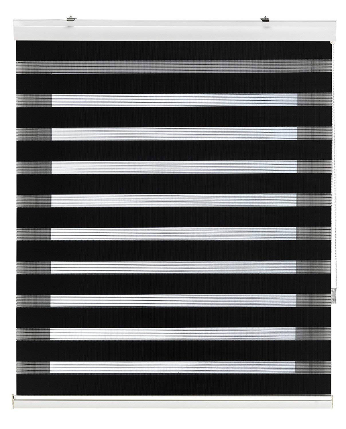 Estoralis Sansa | Estor Enrollable Noche y Día Diseño Moderno | Doble Tejido | Color Negro | 170 x 180 cm (Ancho/Alto) Tamaño Tela 167 x 175 cm | Estores para Ventanas y Puertas