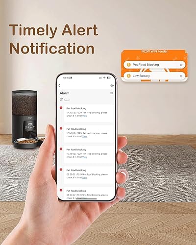 Miniatura 5 de Comedero automático para gatos 2 gatos, alimentador WiFi 5G para mascotas con control de aplicación, alimentador de alimentos secos para perros de 6