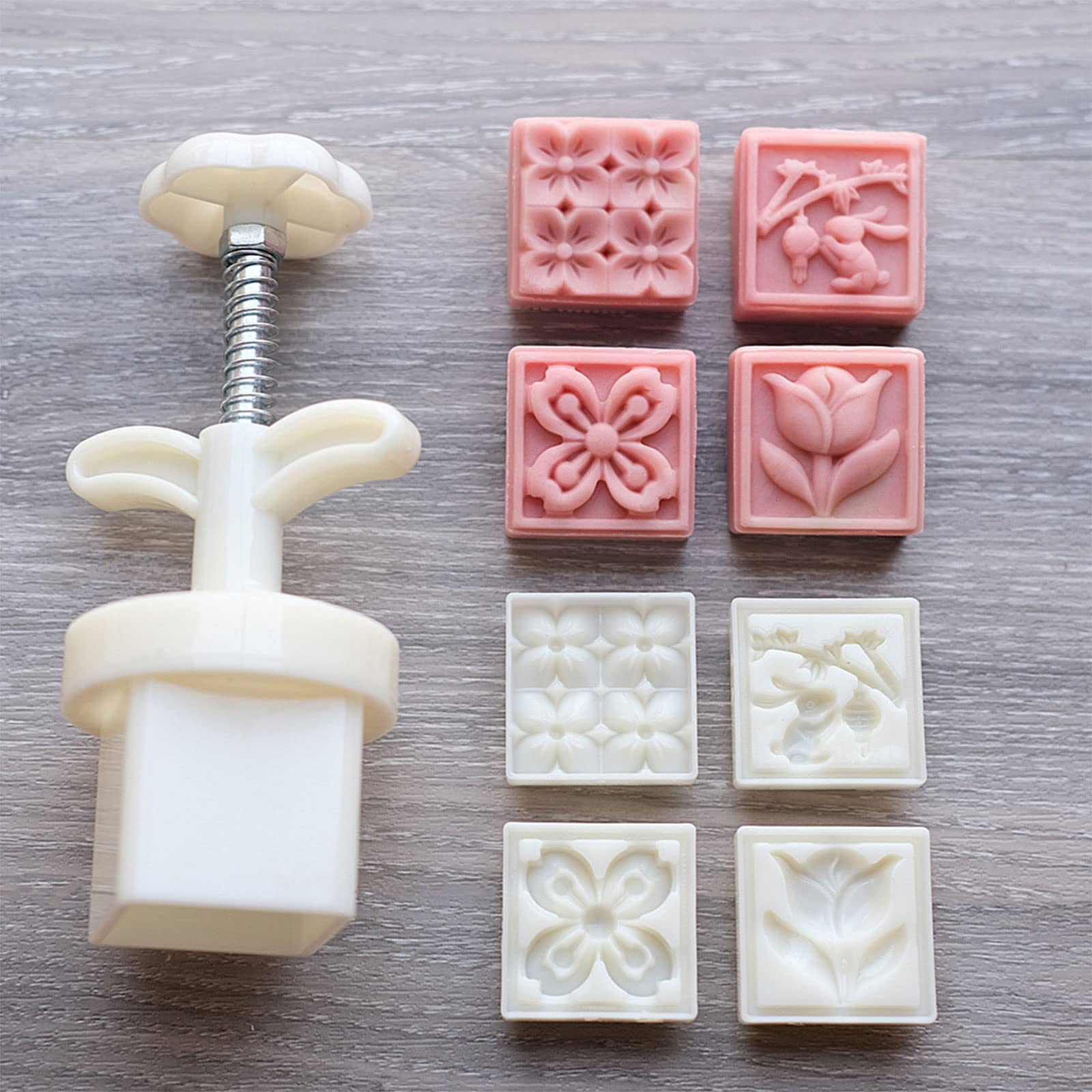 Hand Press Cookie Dessert Mold Flower-Rabbit Press Molds Mid-Autumn Festival Cookie Cutter Biscuit-Fondant Tool