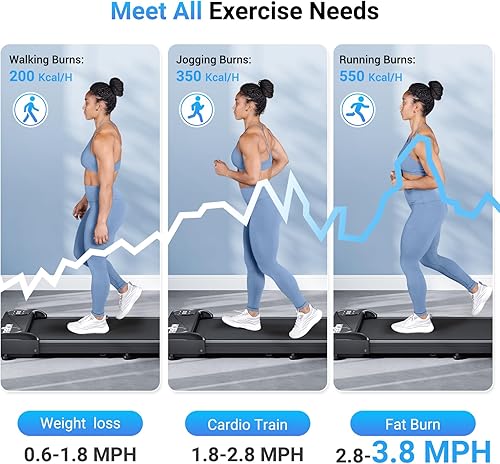 Miniatura 4 de THERUN Walking Pad Treadmill Under Desk, Portable Mini Treadmill for Home/Office, Walking Pad Machine with 2.5HP and 265 lbs Weight Capacity Remote