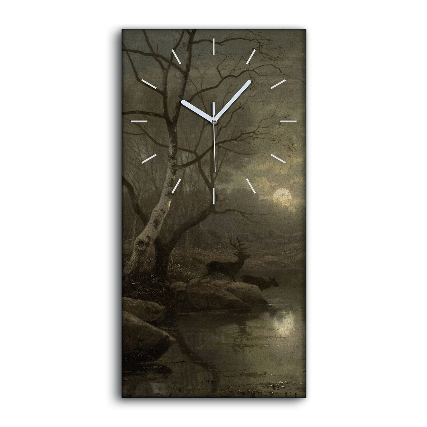 Horloge murale moderne 30x60cm lune et forêt, le cadeau déco idéal et utile