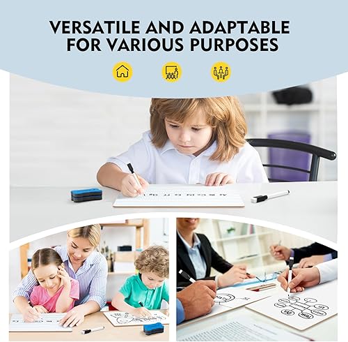 Miniatura 4 de Magicfly Pizarra blanca pequeña con forro de borrado en seco de 9 x 12 pulgadas, paquete de 16 mini pizarra blanca a rayas, práctica de escritura a