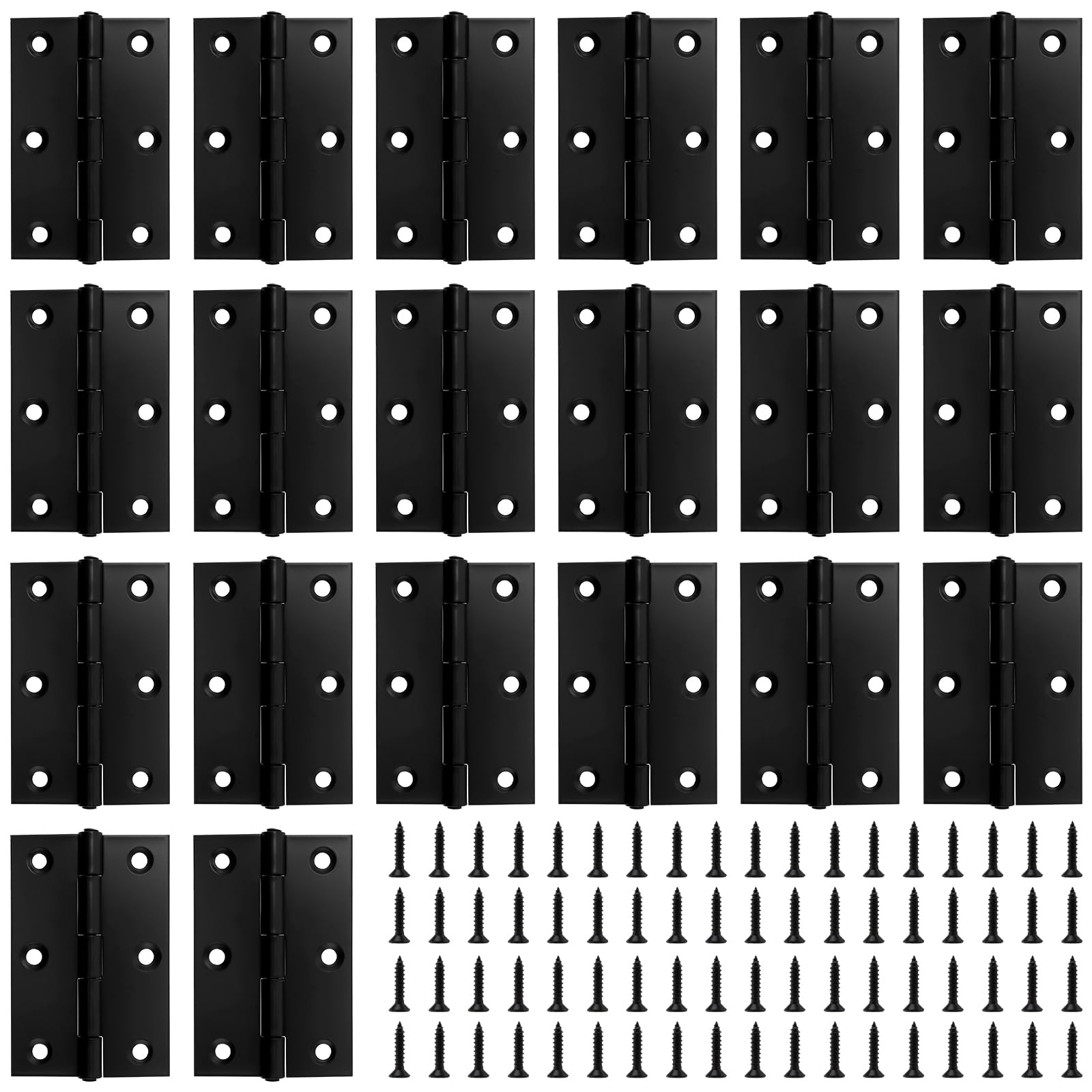 MOUYAT 20 PCS 3 Inch Door Hinges, Black Door Hinges with Screw