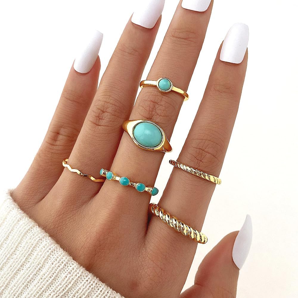 Kima Ethical Essentials Yellow Gold Turquoise Stone Eco Ring view 3