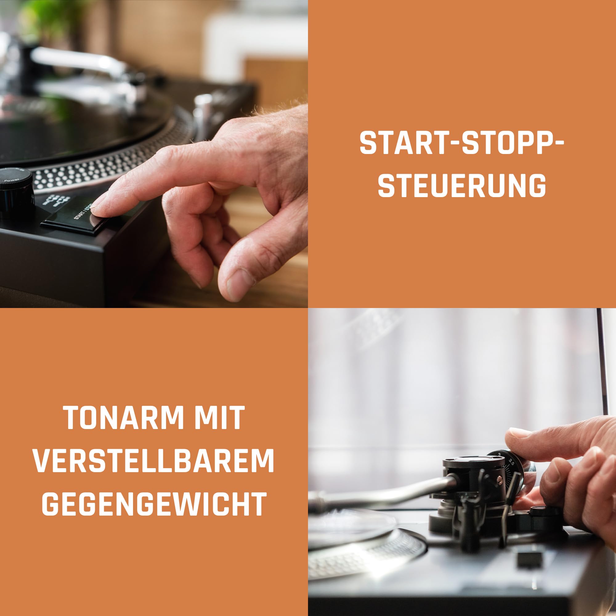 Lenco L-3808 USB DJ-Plattenspieler mit Direktantrieb - 33/45 U/min - Pitch-Control - Magnet-Tonabnehmer-System - Nadelbeleuchtung - Digitalisierung via PC - Staubschutzhaube - schwarz