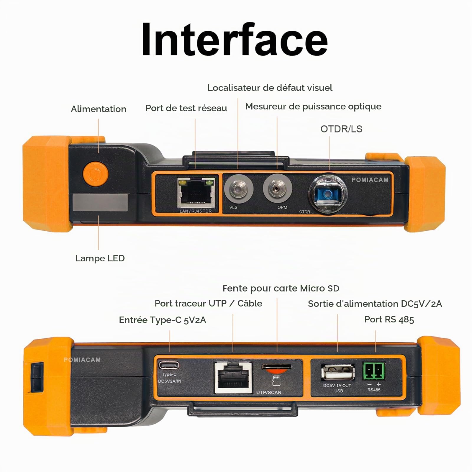Testeur de fibre optique OTDR MOT-51C 1310/1550 nm 26/24 dB, écran tactile OLED de 5,55 pouces VFL intégré OPM LS (source lumineuse) Carte des événements OLT (test de perte optique)
