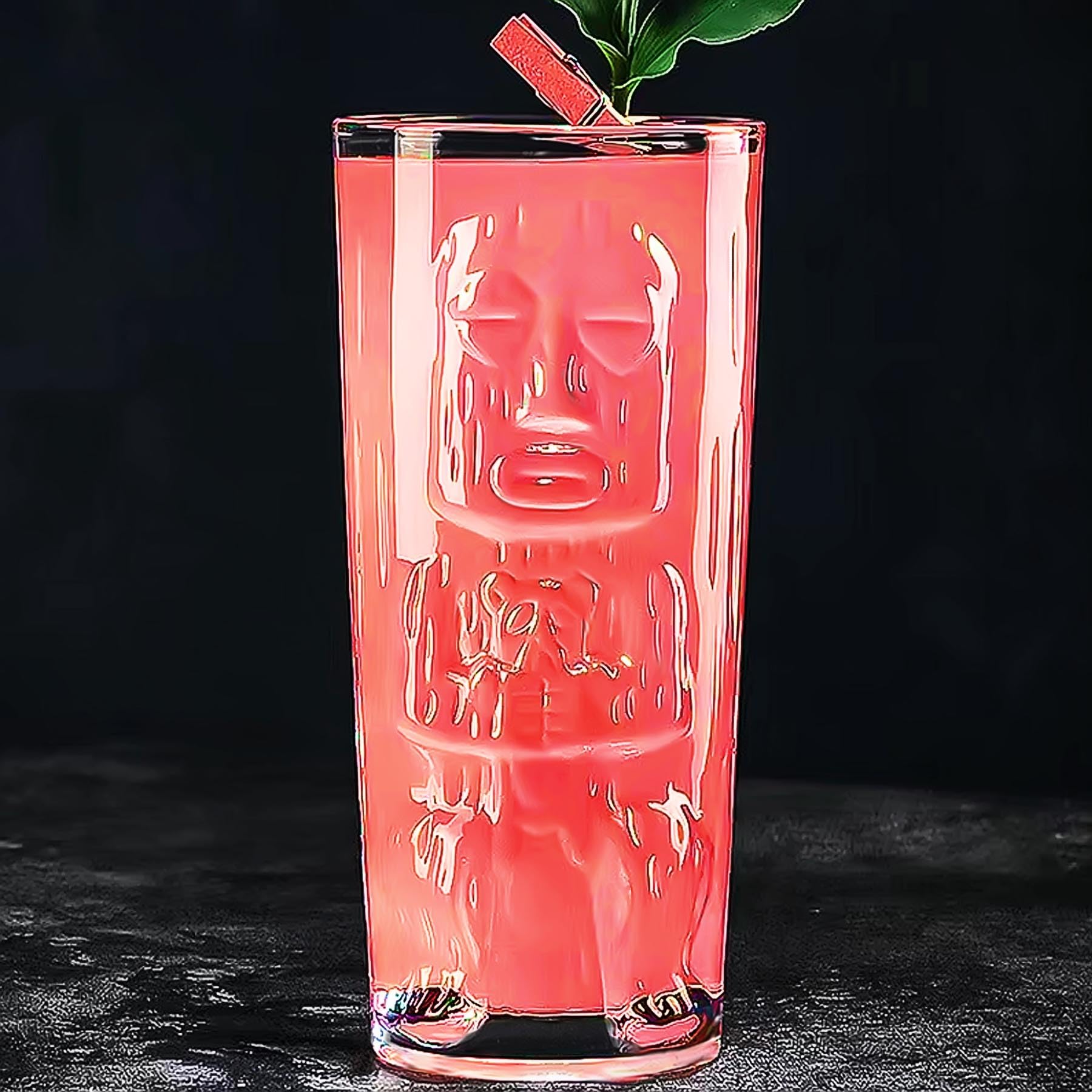 Tiki Lot de 6 verres highball de 414 ml pour cocktails, verres tropicaux transparents modernes – Verres mixtes pour bar hawaïen, fête, thé glacé