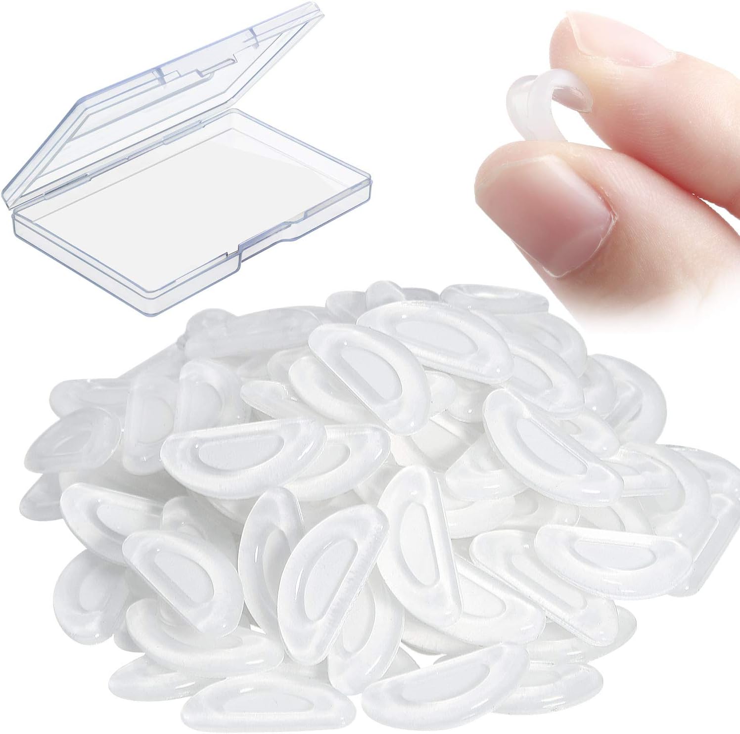 Frienda 24 Pairs Silicone Nose Pads for Glasses D Shape Adhesive Eyeglasses Nose Pads 15 x 6 x 1.5 mm Anti-slip Transparent Eyeglass Repair Accessories for Glasses Sunglasses