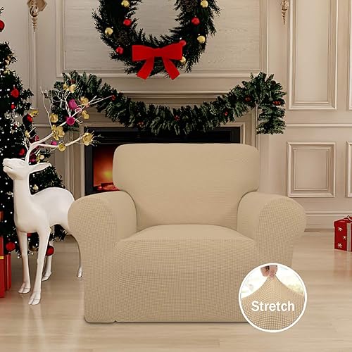 Vista 751 de Easy-Going - Funda elástica para sofá biplaza, 1 pieza, suave, con parte inferior elástica, protector para niños, tela jacquard de elastano y Gris