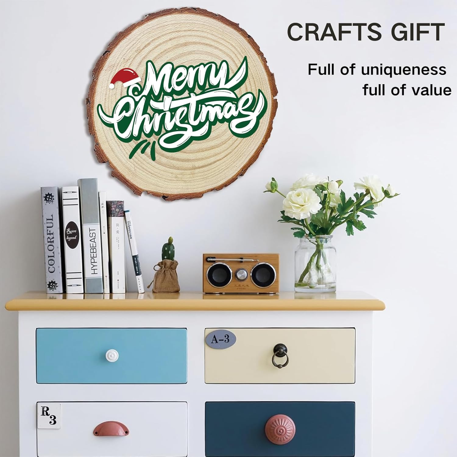 10 Pcs 6-8 Inch Unfinished Wood Slices for Centerpieces,Natural Wood Rounds for Crafts Rustic Wedding and Table Decorations,Wooden Discs with Tree Bark,Ideal for Crafts,Painting,and Holiday Decor