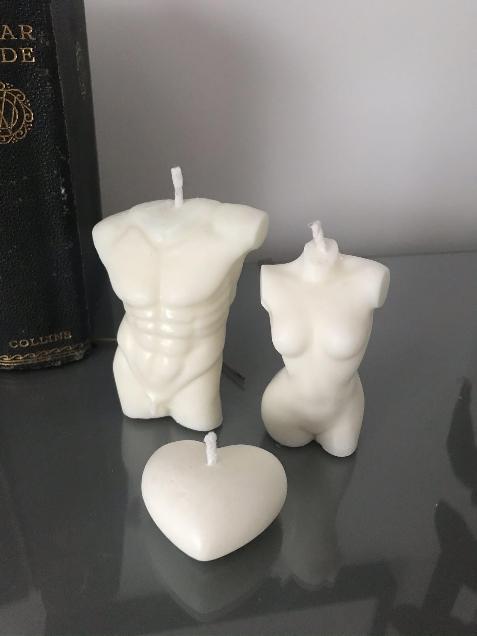 Mabel & Ivy Men's Red & Fe Set With Love Heart Soy Wax Candle Torso Body Woman Man