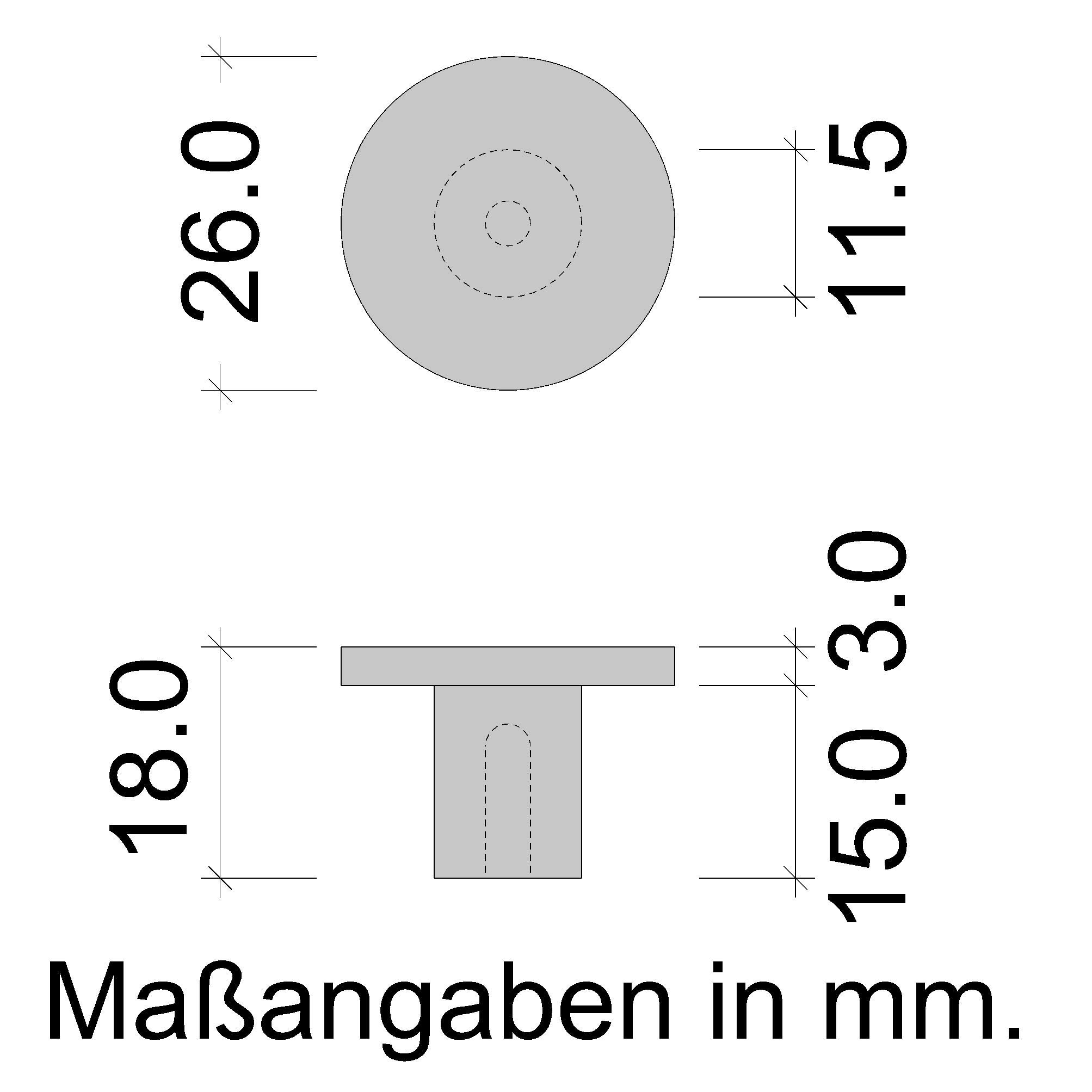 Gedotec Pomello per mobili anticato, in rame lucido, COMO, in metallo, rotondo, diametro 26 mm, pomello per cassettiera, armadi e porte, 10 pezzi, pomello per mobili con viti