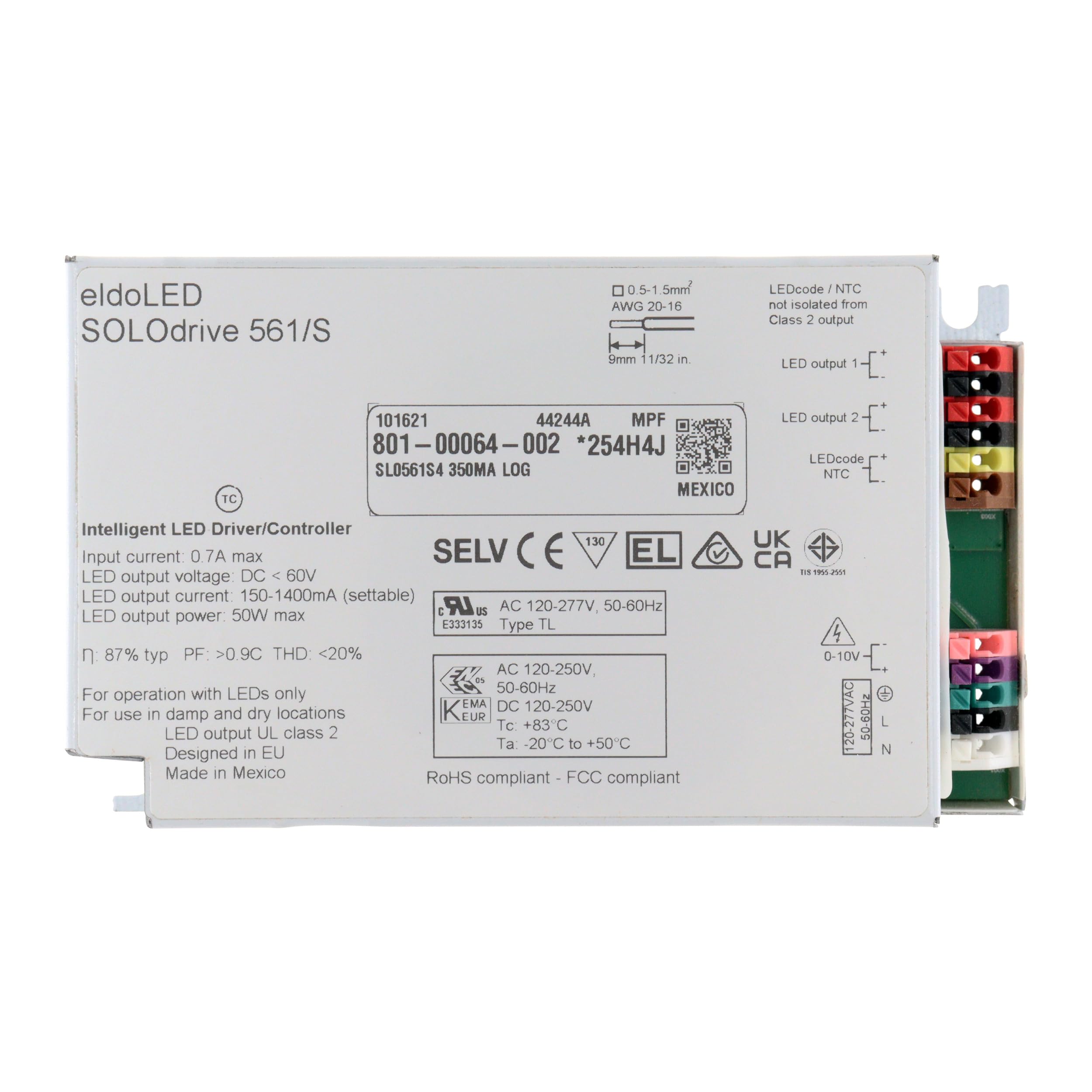 EldoLED 561/S SOLOdrive Intelligent LED Driver, 60V, 200-1050mA, 50W, 120-250V