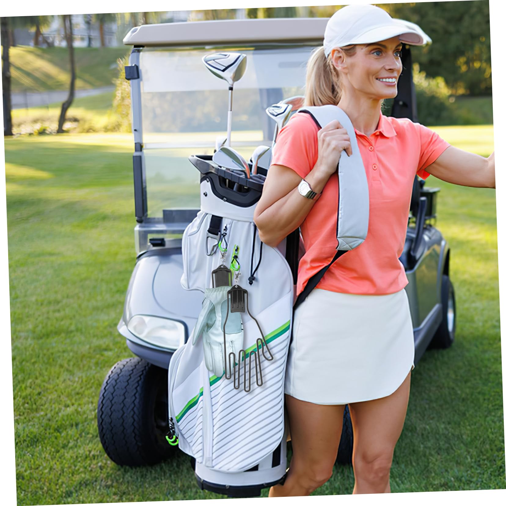 YARNOW Soporte para Guantes De Golf Golfs Colgador De Guantes De Golf Estante Apoya Colgante Pararse Deportes Práctico Titulares Júnior Portátil Black El Plastico