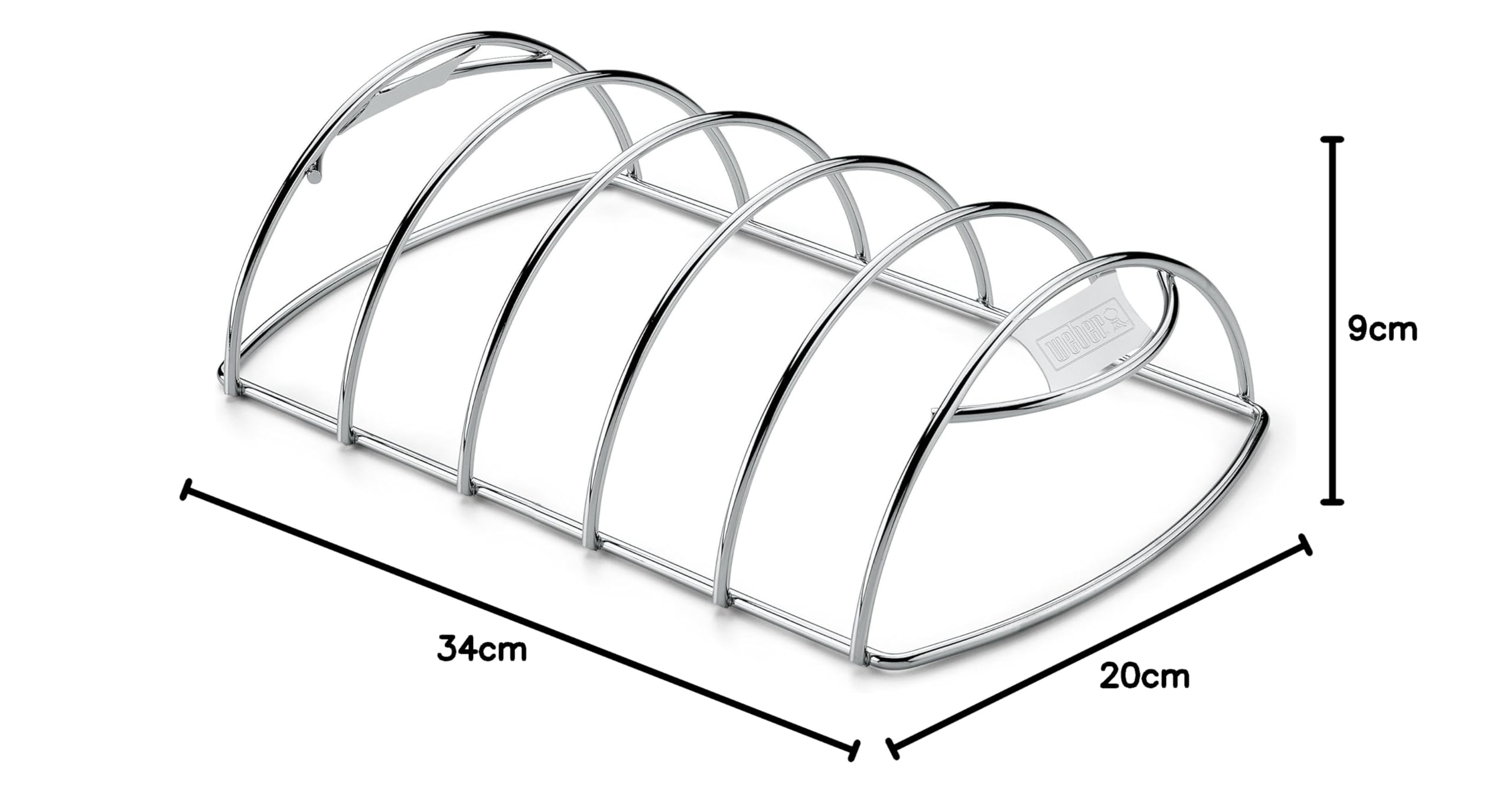 Weber Support pour ribs, maintient jusqu'à 5 ribs, en acier inoxydable, compatible lave-vaisselle, adapté à tous les barbecues (charbon Ø 47cm et +, gaz, pellets, électrique) - Argent (6605)