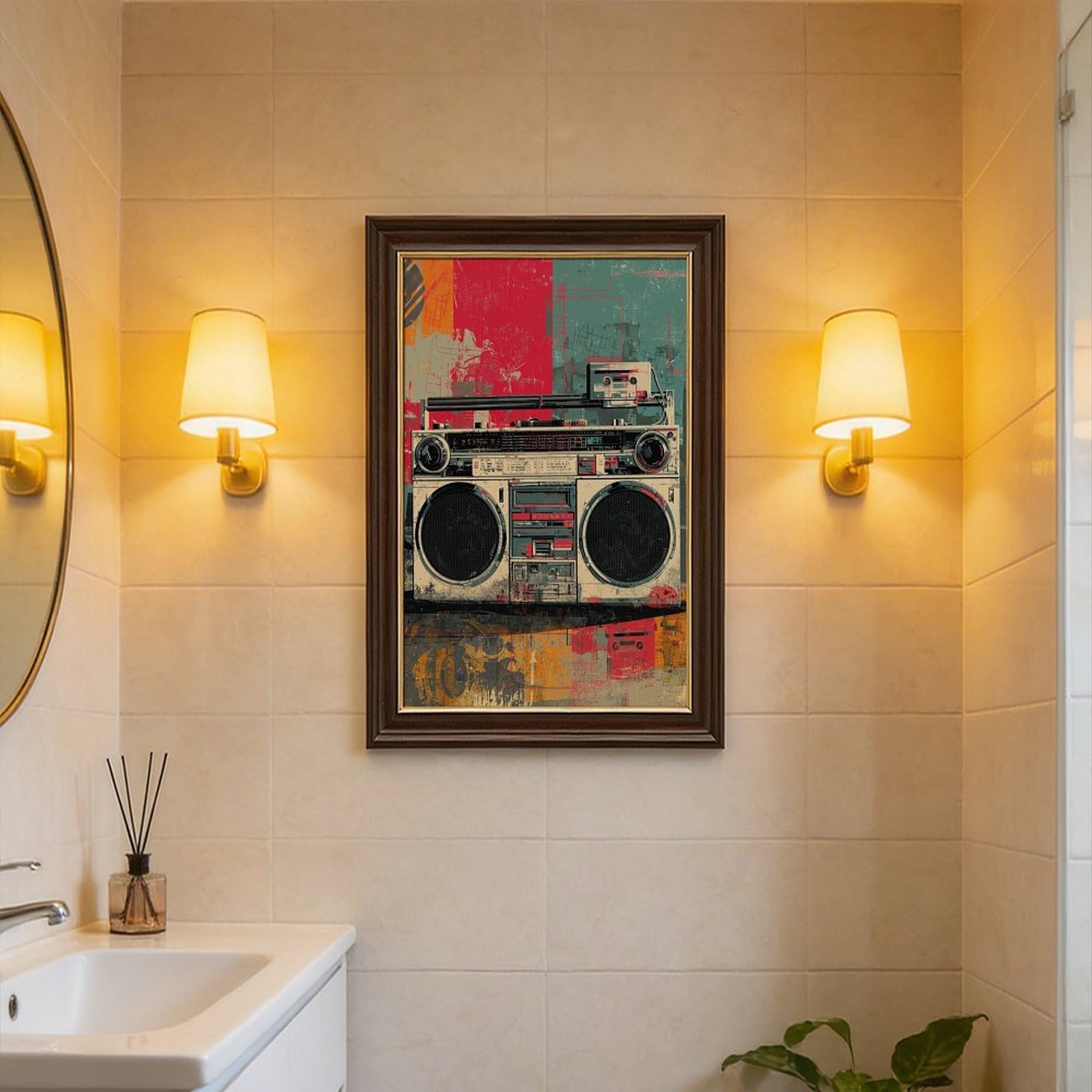 AYINUER Poster su tela retrò Boombox per la decorazione della casa regalo