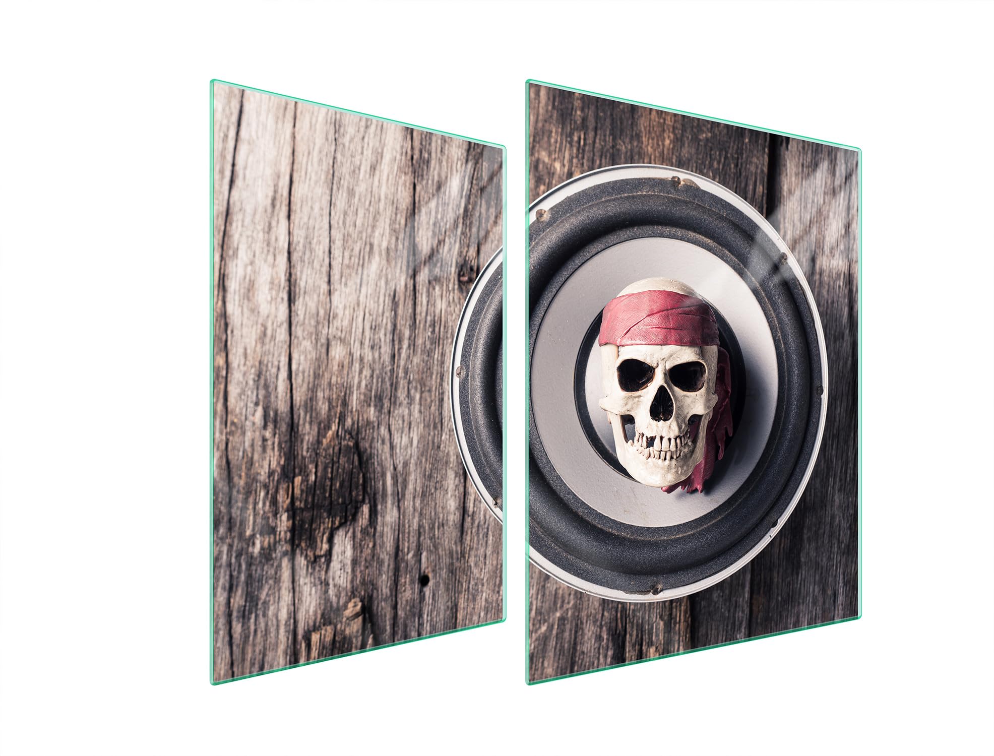 TMK ArtDeko Herdabdeckplatten Set 70 x 52 cm Ceranfeld Abdeckung Glas Spritzschutz Abdeckplatte Glasplatte Herd Ceranfeldabdeckung Deko Schneidebrett, Holz
