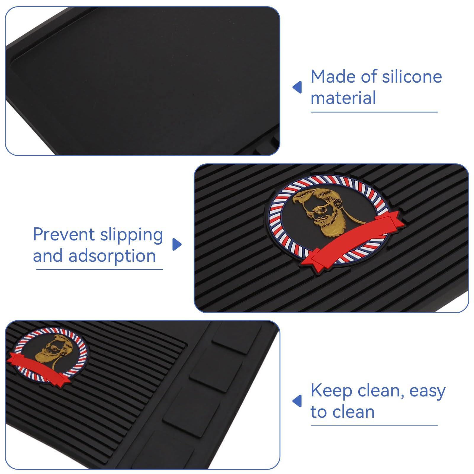 Agatige Tappetino per Attrezzi da Barbiere, Tappetino Antiscivolo in Silicone Termoresistente Barber Shop Accessori a Forte Assorbimento Tappetini per Barbieri Parrucchieri