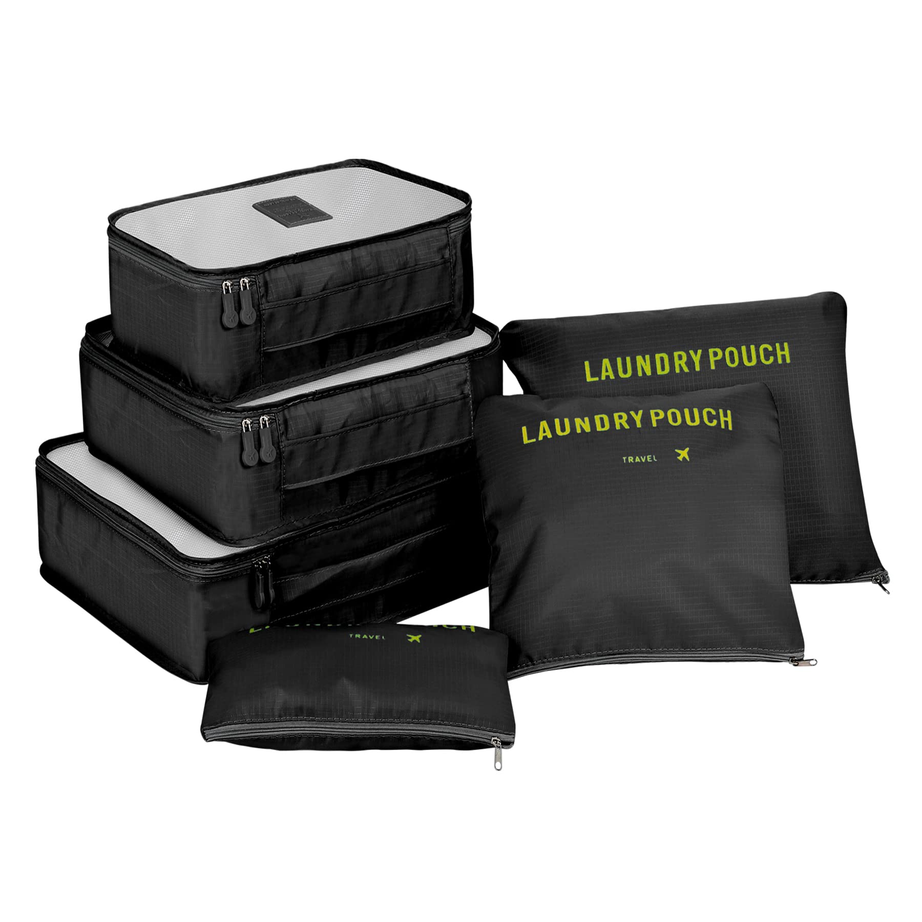 Organizer Valigie Packing Cube, Coolzon Organizer Viaggio Sacchetti per Valigia Travel Organizer Cubi Organizzatori, Set di 6,Nero