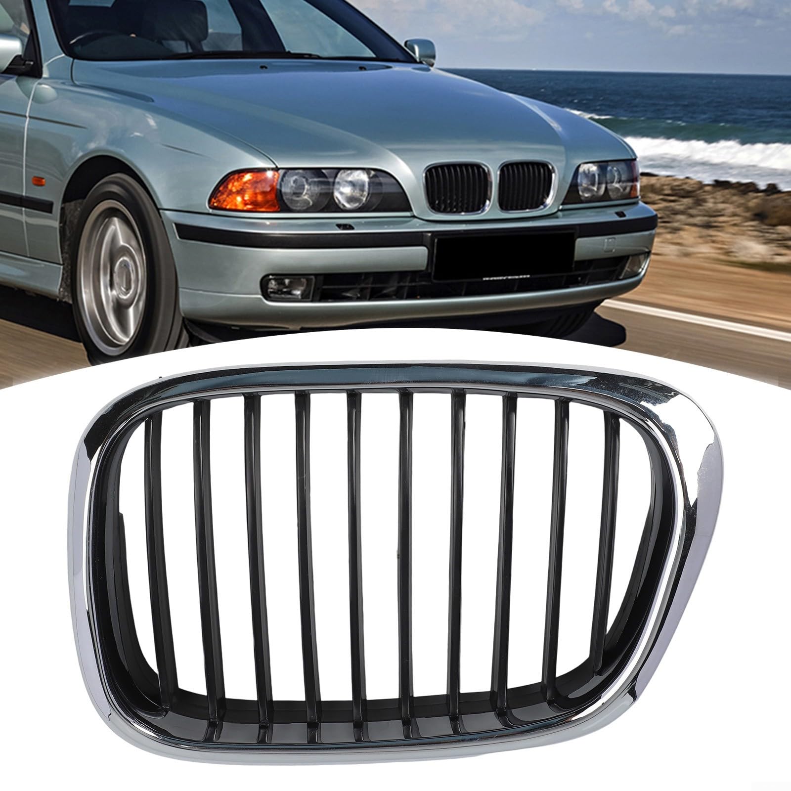 Grille avant chromée noire pour BMW E39 1997–2003, pare-chocs de rechange ABS pour 525i 528i pour 530i 540i M5, grille d'admission d'air de style sport, OEM 51137005837 51137005838 (droite)