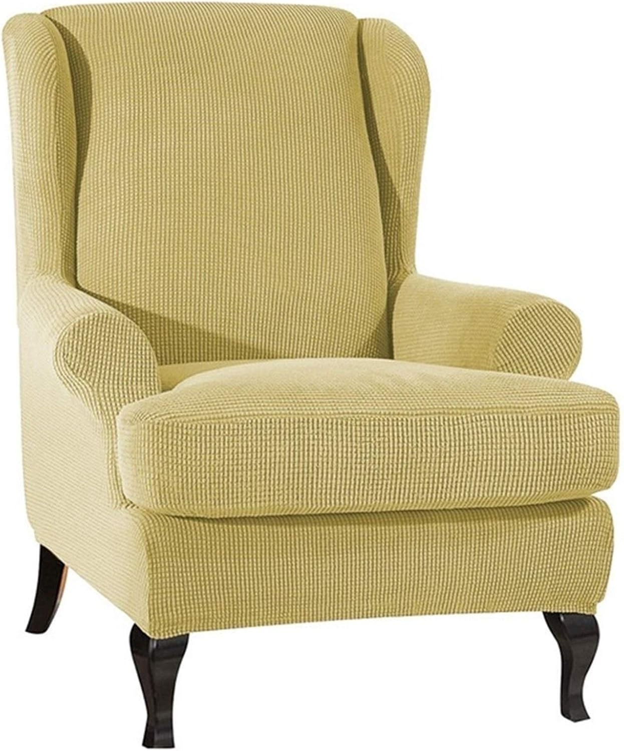 YWSZY Armchair Covers Waterproof Sloping Arm King Back Chair Cover Elastic Armchair Wingback Wing Sofa Back Chair Cover Stretch Protector SlipCover (Color : Beige) : Home & Kitchen