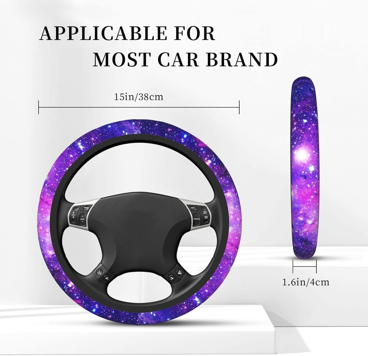 Capa De Volante Estrela E Lua - Design Noturno Antiderrapante 15 Polegadas