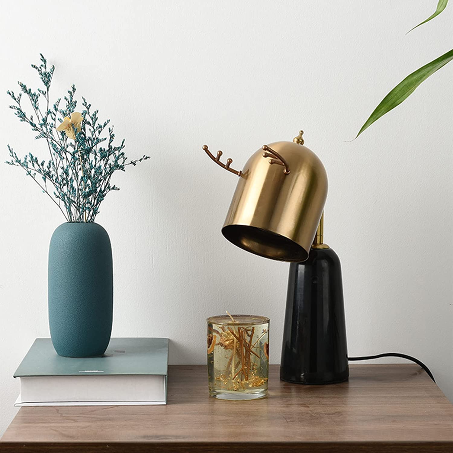 Chauffe-bougie Lampe à cire fondante Aromathérapie Lampe chauffante à cire Lampe chauffante en bois de cerf en métal pour bougies parfumées Bougie descendante fondante pour la décoration intérieure